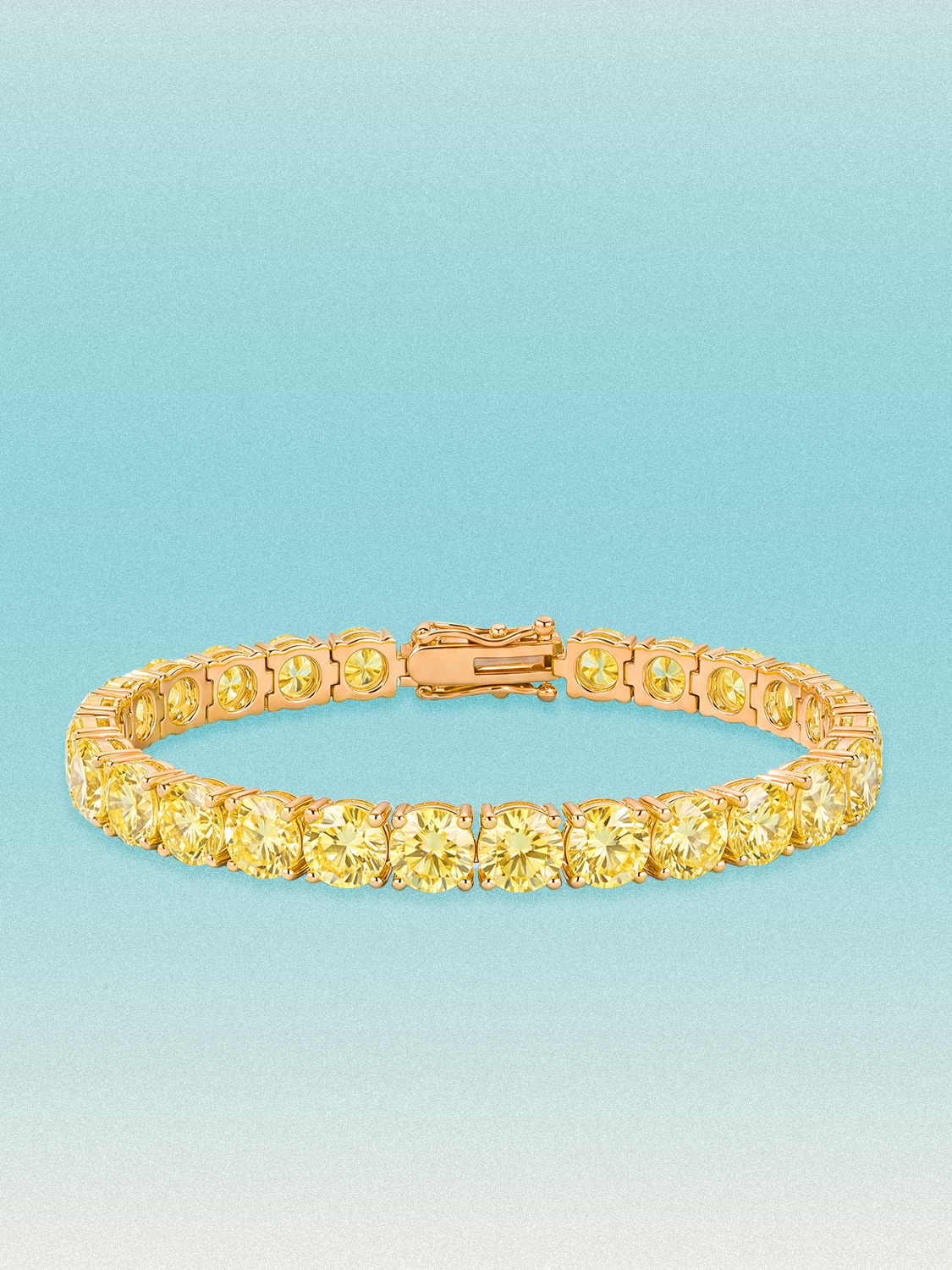 Fancy Yellow 6.35mm (26.00 ctw) Round 4-Prong Lab Grown Diamond Tennis Bracelet