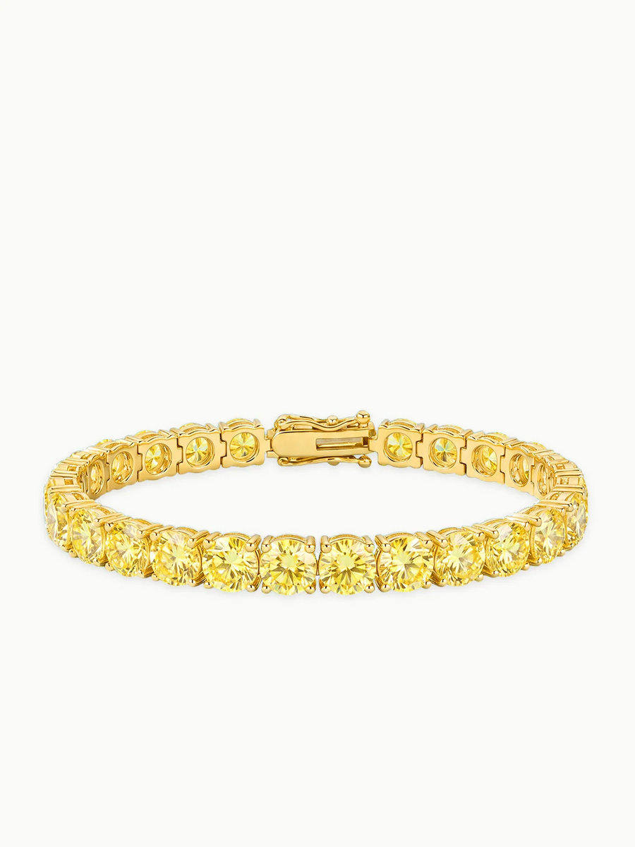 Fancy Yellow 6.35mm (26.00 ctw) Round 4-Prong Lab Grown Diamond Tennis Bracelet