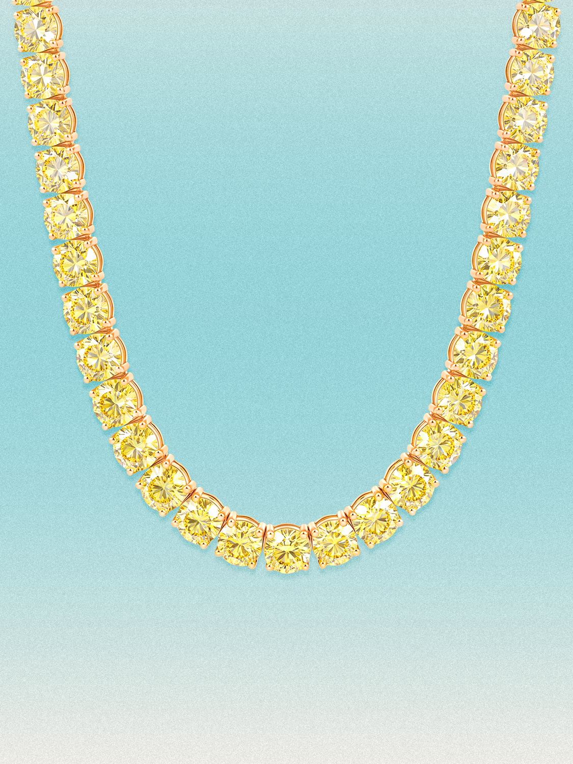 Fancy Yellow 6.35mm (75.00 ctw) Round 4-Prong Lab Grown Diamond Tennis Necklace