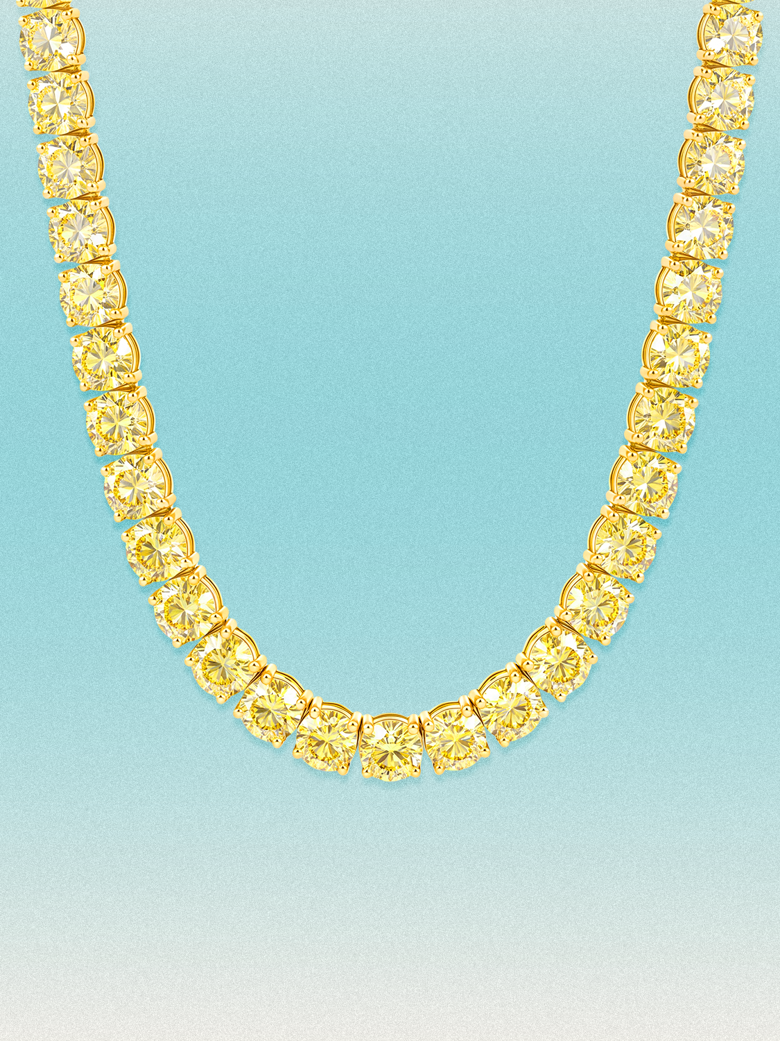 Fancy Yellow 6.35mm (75.00 ctw) Round 4-Prong Lab Grown Diamond Tennis Necklace