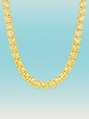 Fancy Yellow 6.35mm (75.00 ctw) Round 4-Prong Lab Grown Diamond Tennis Necklace