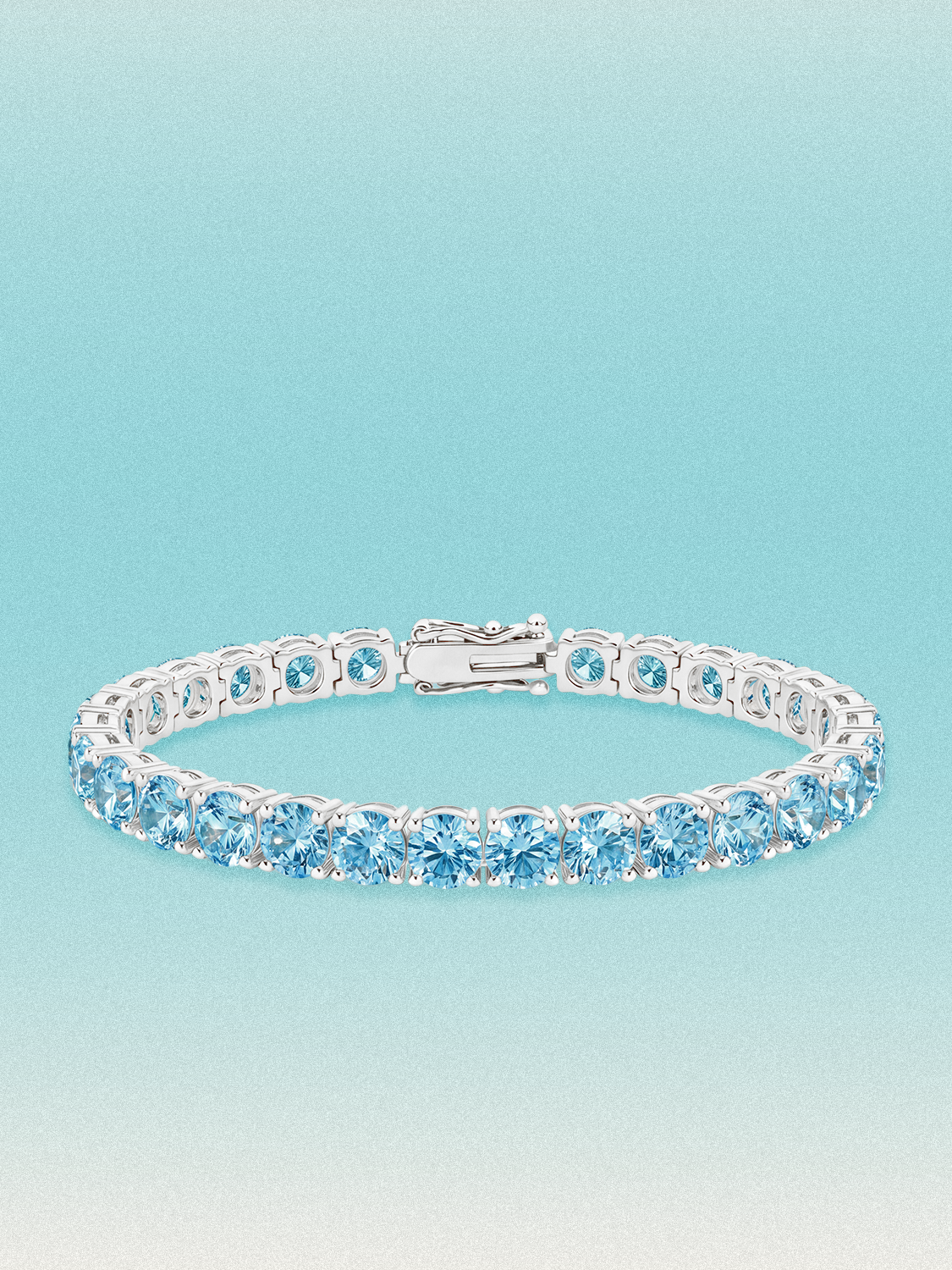 Fancy Blue 6mm (21.00 ctw) Round 4-Prong Lab Grown Diamond Tennis Bracelet