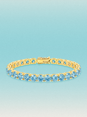 Fancy Blue 6mm (21.00 ctw) Round 4-Prong Lab Grown Diamond Tennis Bracelet