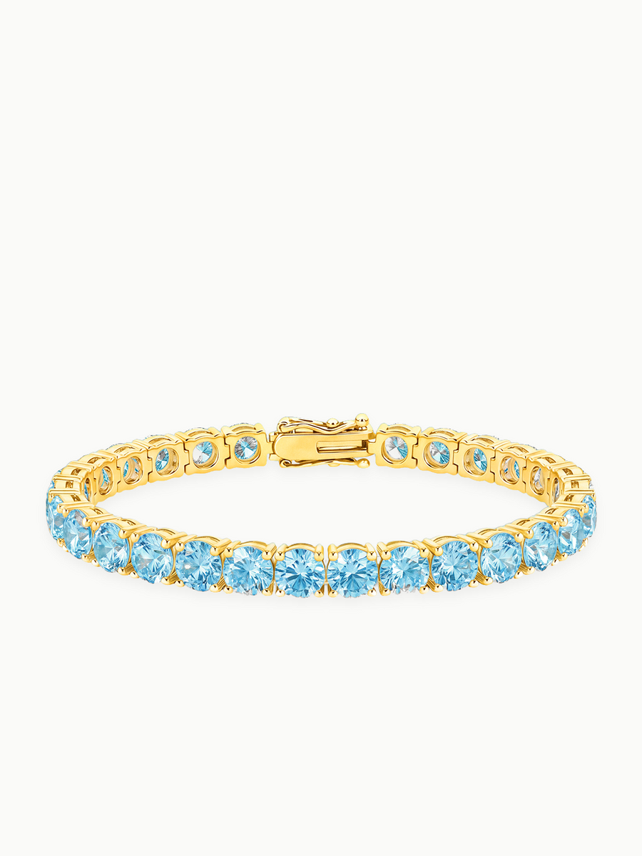Fancy Blue 6mm (21.00 ctw) Round 4-Prong Lab Grown Diamond Tennis Bracelet