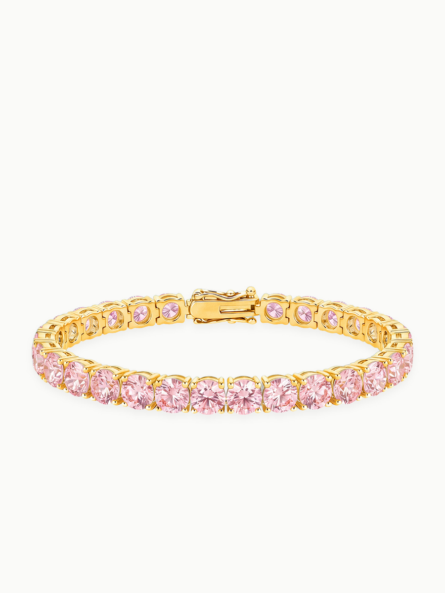 Fancy Pink 6mm (21.00 ctw) Round 4-Prong Lab Grown Diamond Tennis Bracelet