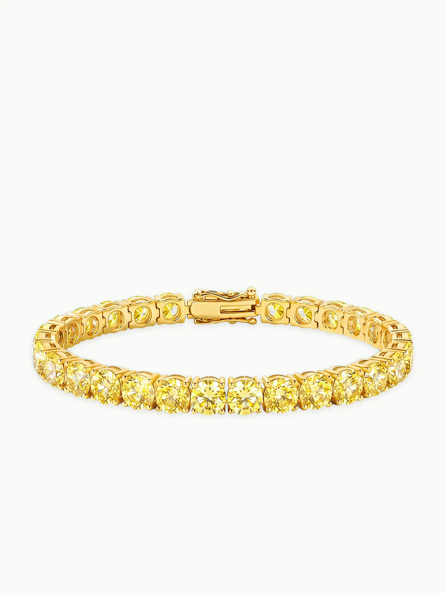 Fancy Yellow 6mm (21.00 ctw) Round 4-Prong Lab Grown Diamond Tennis Bracelet