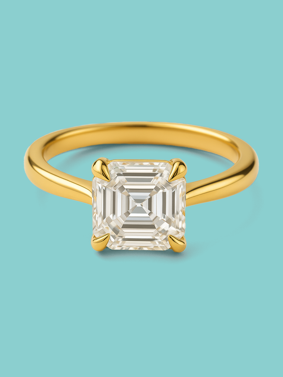 Asscher Cut 4 Prong Lab Diamond Engagement Ring