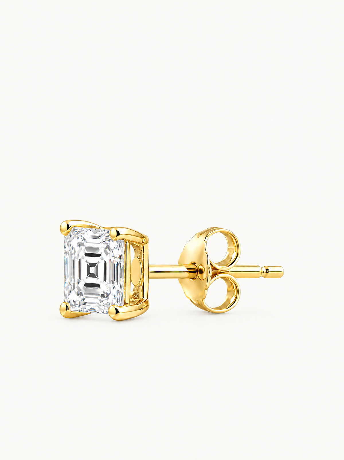 Asscher Cut Lab-Grown Diamond Stud Earrings, with push back earring backs — Bow Tie Lab Diamonds