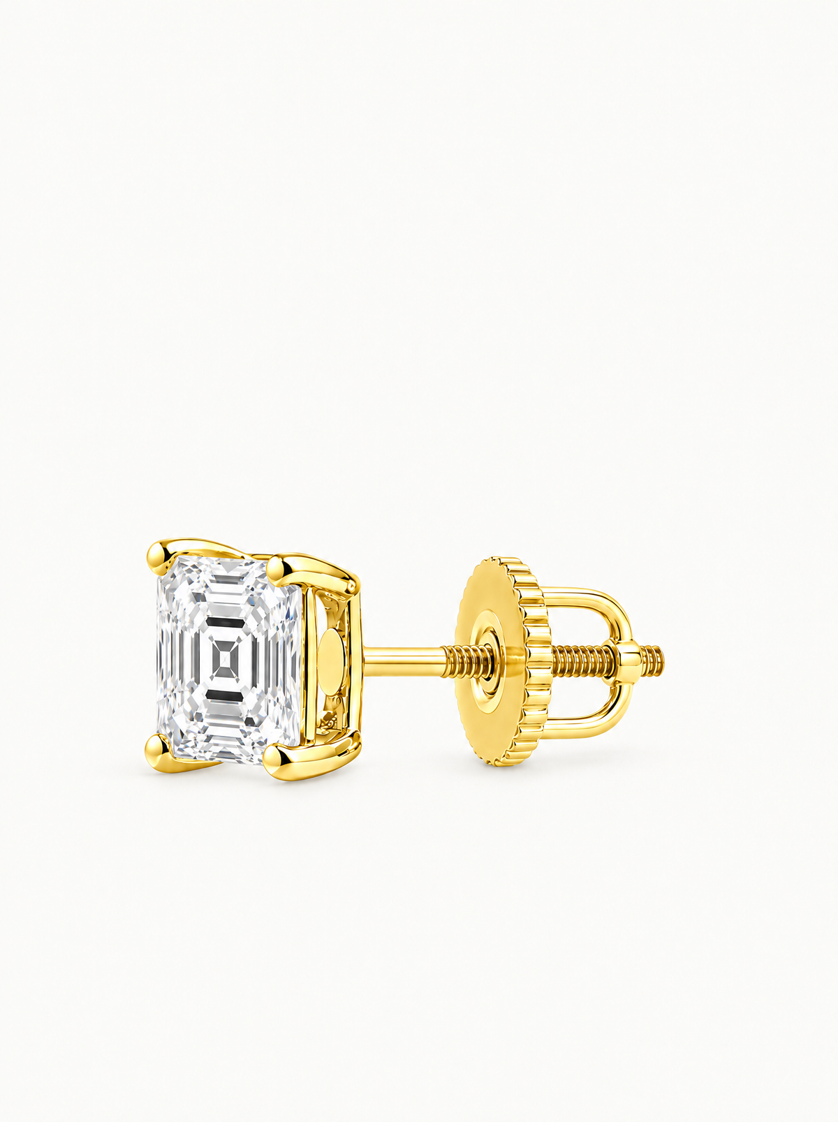 Asscher Cut Lab-Grown Diamond Stud Earrings, with screw back earring backs — Bow Tie Lab Diamonds