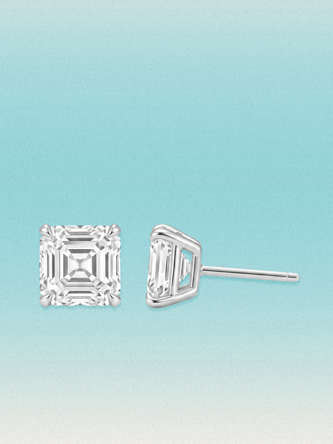 Asscher Cut Lab Diamond Grown Diamond Stud Earrings