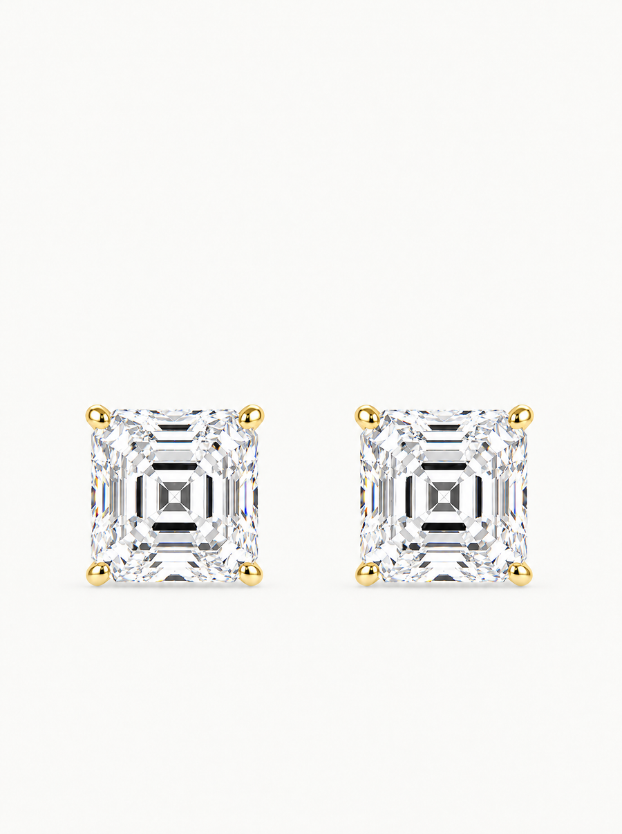 Asscher Cut Lab Grown Diamond Stud Earrings