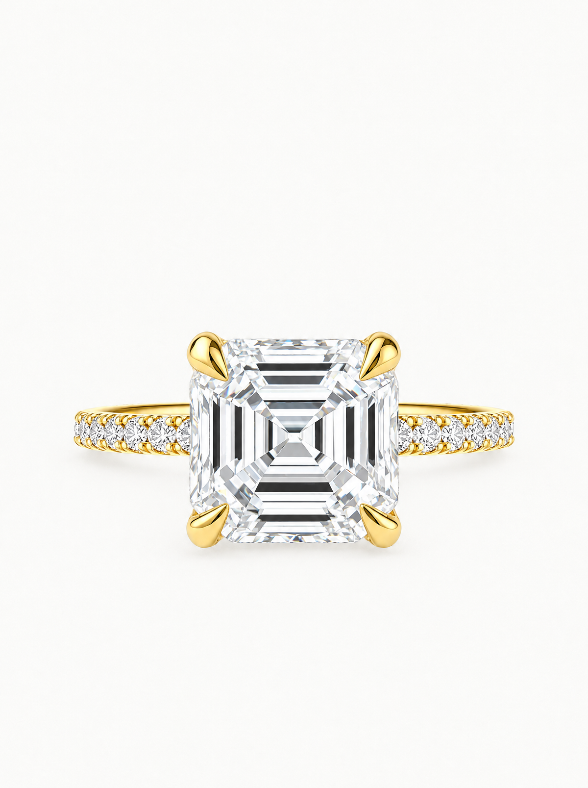 Asscher Cut Solitaire Hidden Halo Lab-Grown Diamond Engagement Ring, front view — Bow Tie Lab Diamonds