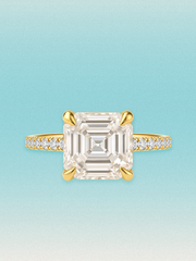 Asscher Cut Solitaire Hidden Halo Lab Grown Diamond Engagement Ring