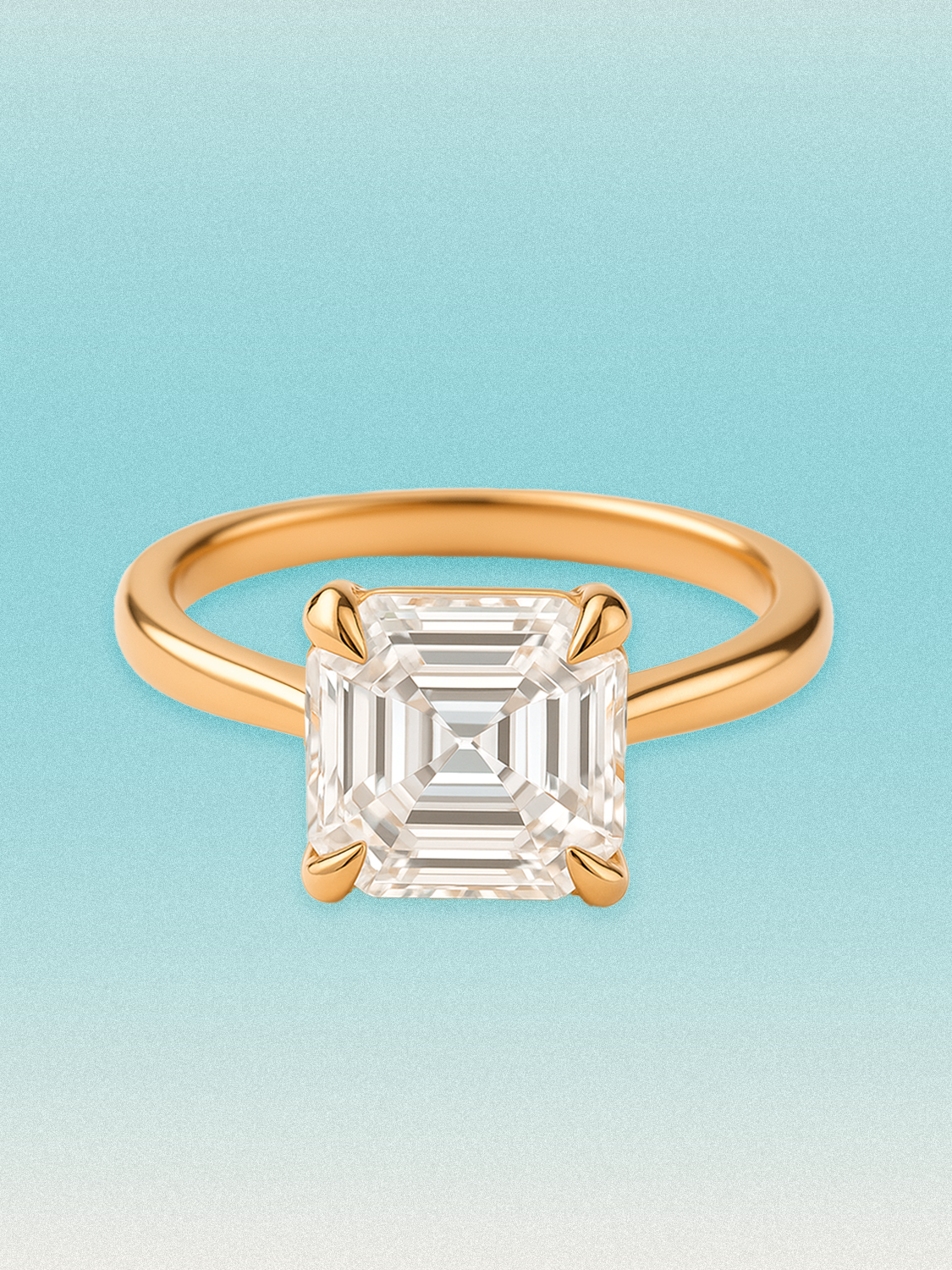 Asscher Cut Solitaire Lab Grown Diamond Engagement Ring
