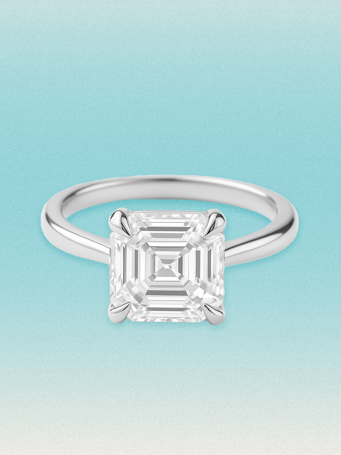 Asscher Cut Solitaire Lab Grown Diamond Engagement Ring
