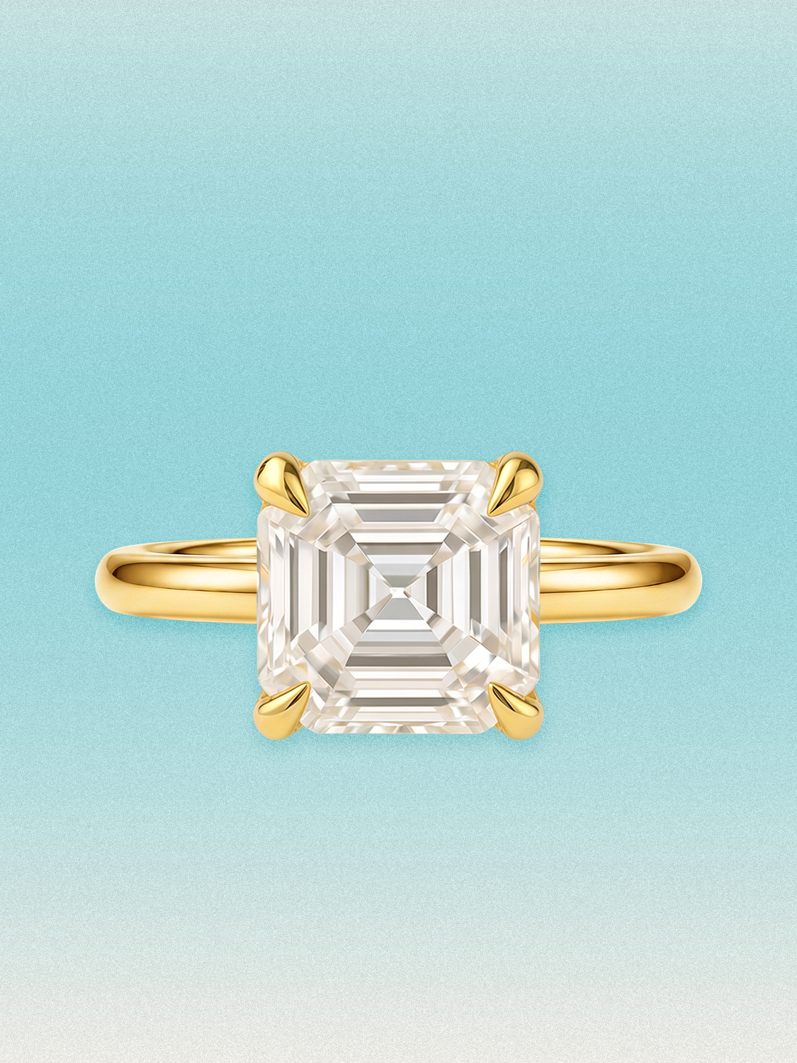 Asscher Cut Solitaire Lab Grown Diamond Engagement Ring