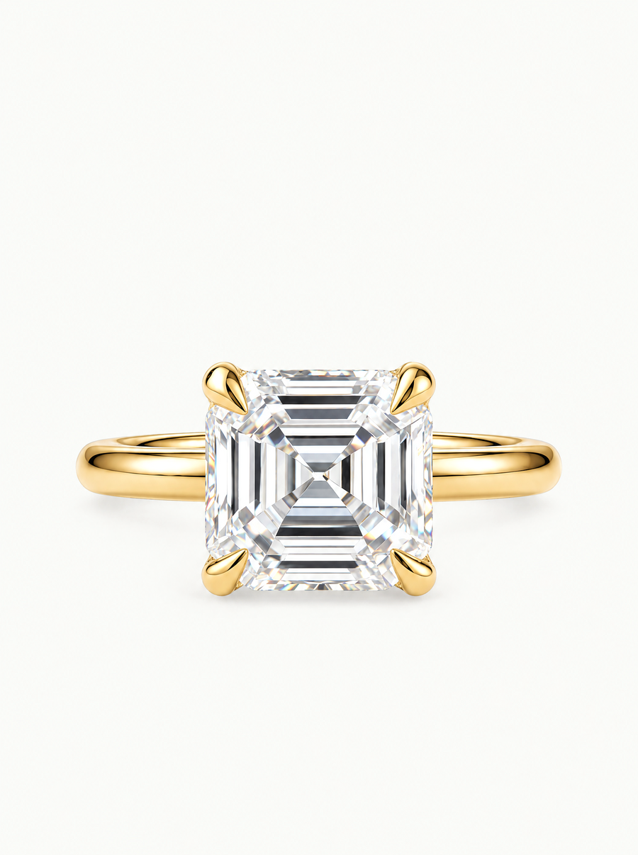 Asscher Cut Solitaire Lab Grown Diamond Engagement Ring