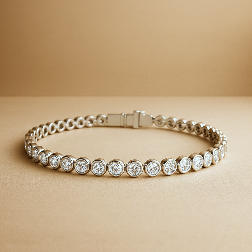 Bezel Tennis Bracelet 14K (7 inch)