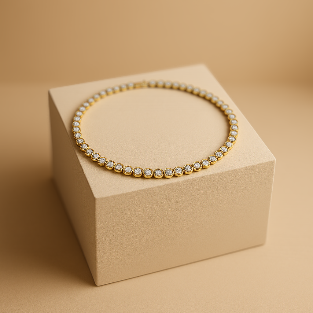 Bezel Tennis Bracelet 14K (7 inch)