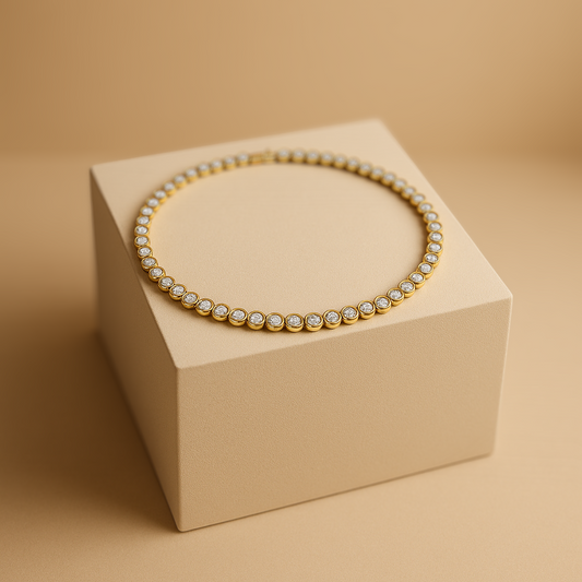 Bezel Tennis Bracelet 14K (7 inch)