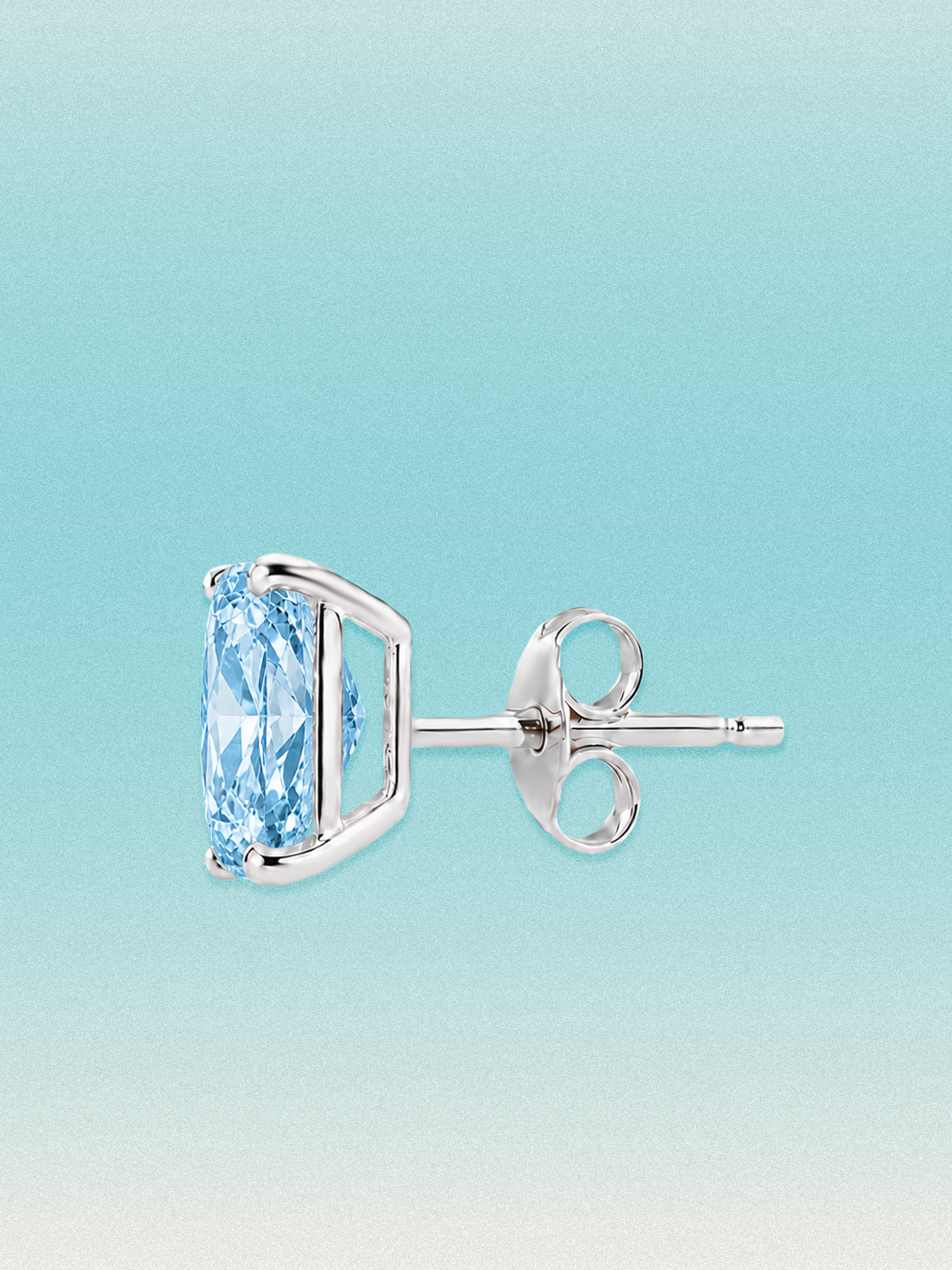 Fancy Blue Cushion Cut Lab Grown Diamond Stud Earrings