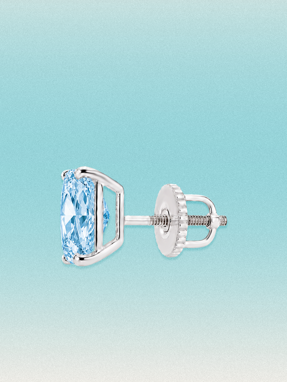 Fancy Blue Cushion Cut Lab Grown Diamond Stud Earrings
