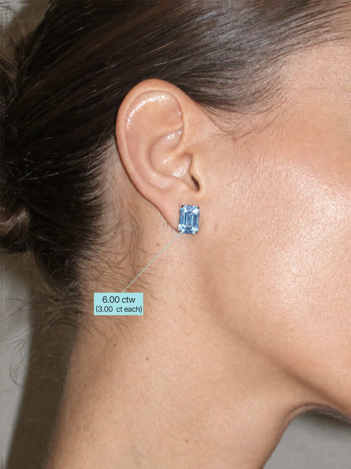 Fancy Blue Emerald Cut Lab Grown Diamond Stud Earrings