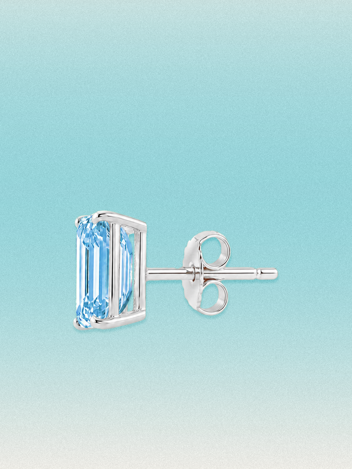 Fancy Blue Emerald Cut Lab Grown Diamond Stud Earrings