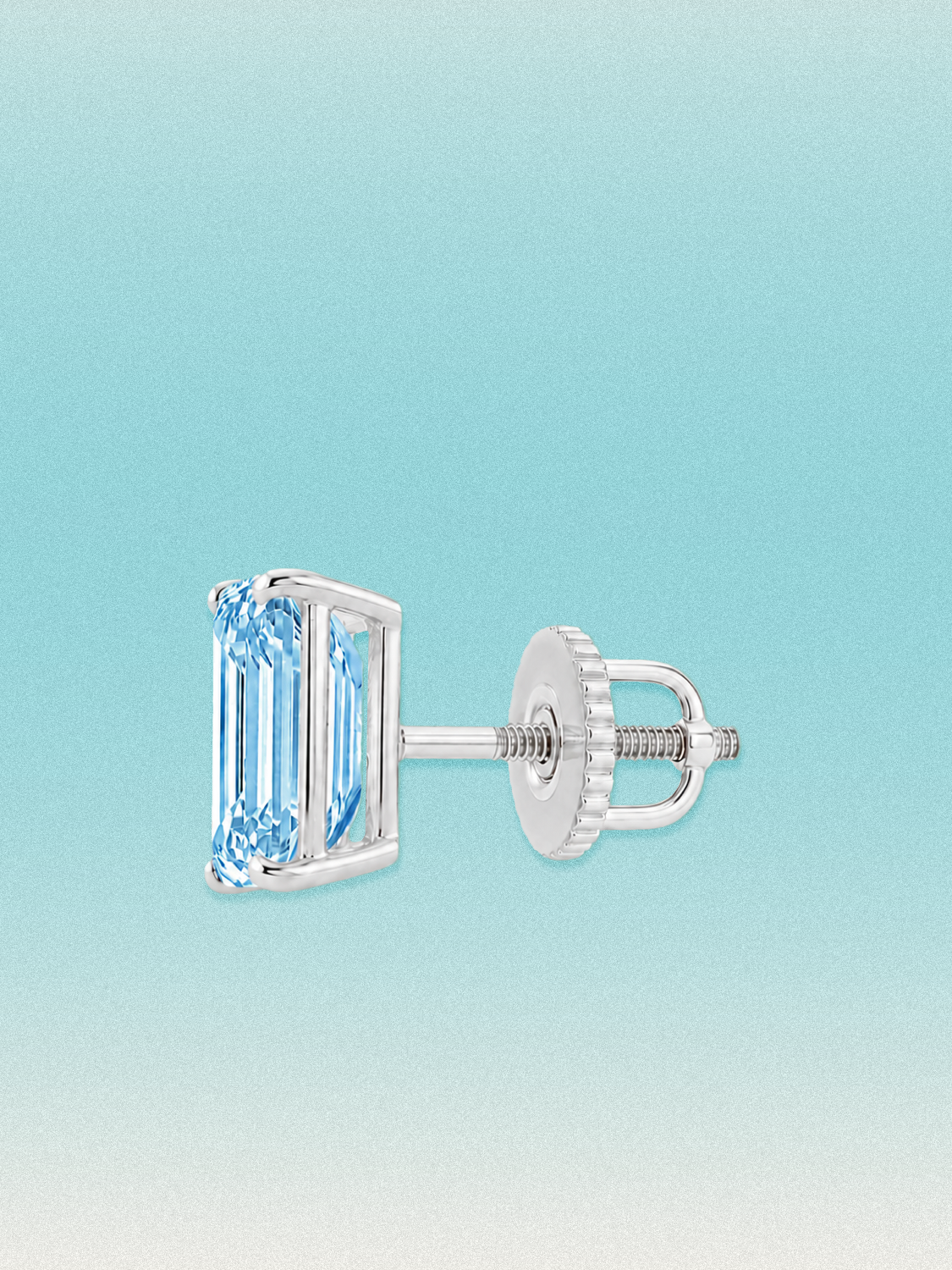 Fancy Blue Emerald Cut Lab Grown Diamond Stud Earrings