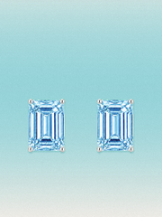 Fancy Blue Emerald Cut Lab Grown Diamond Stud Earrings