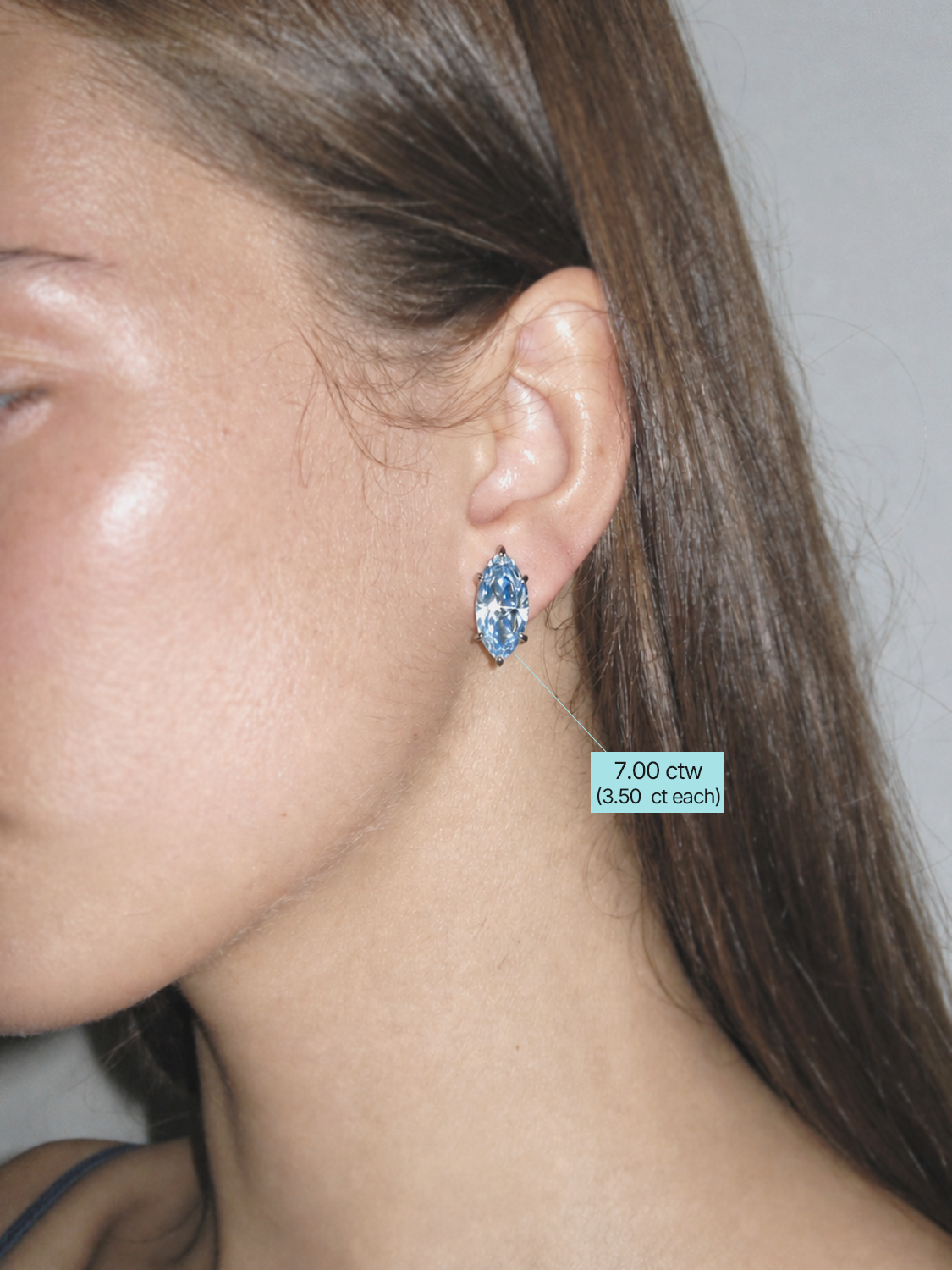 Fancy Blue Marquise Cut Lab Grown Diamond Stud Earrings