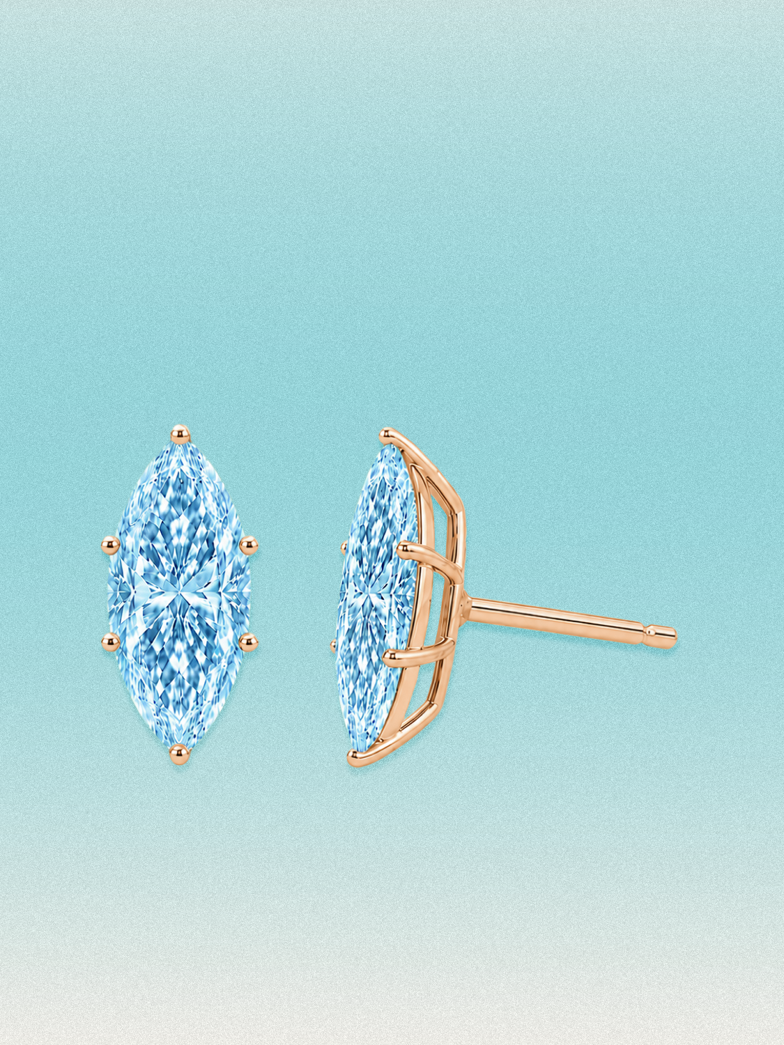 Fancy Blue Marquise Cut Lab Grown Diamond Stud Earrings