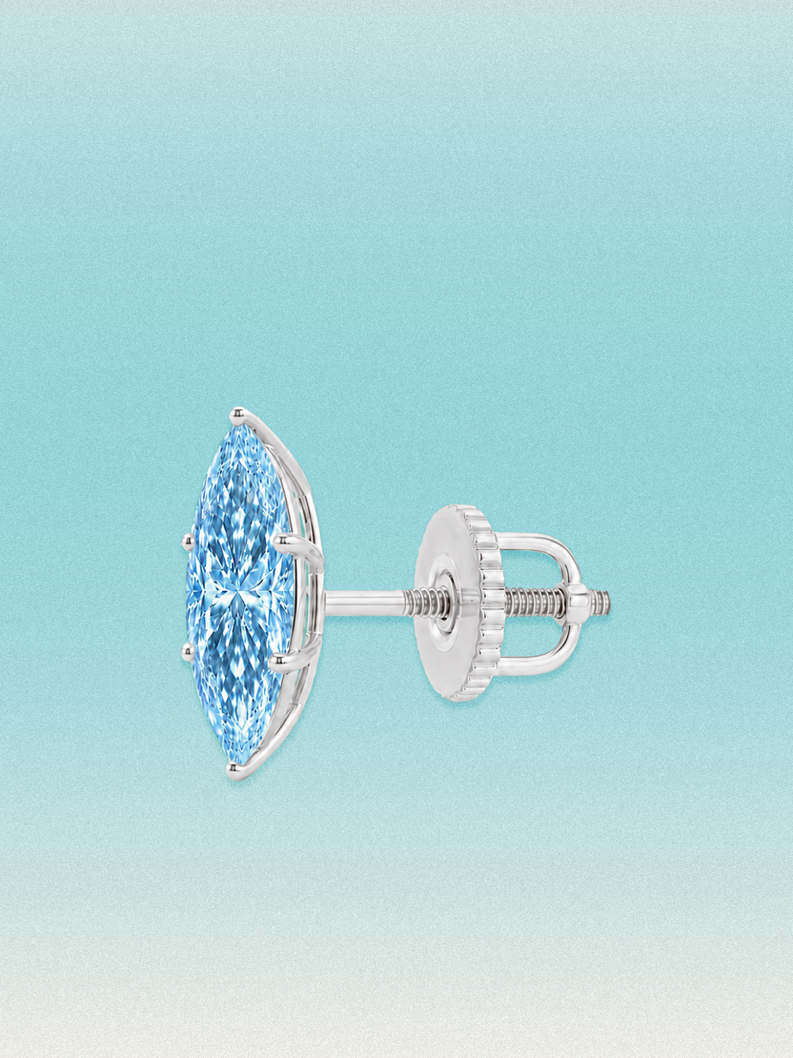Fancy Blue Marquise Cut Lab Grown Diamond Stud Earrings