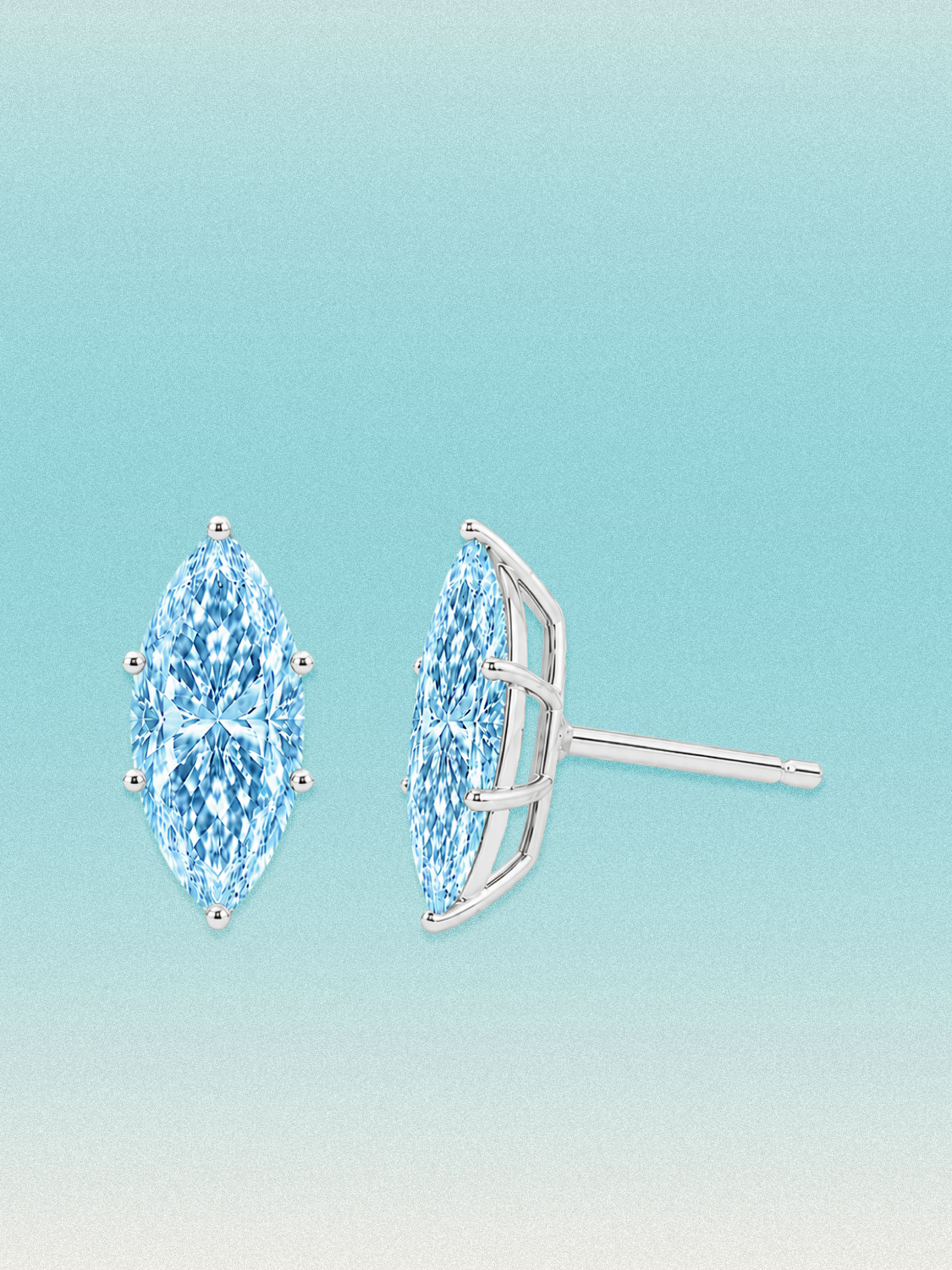 Fancy Blue Marquise Cut Lab Grown Diamond Stud Earrings