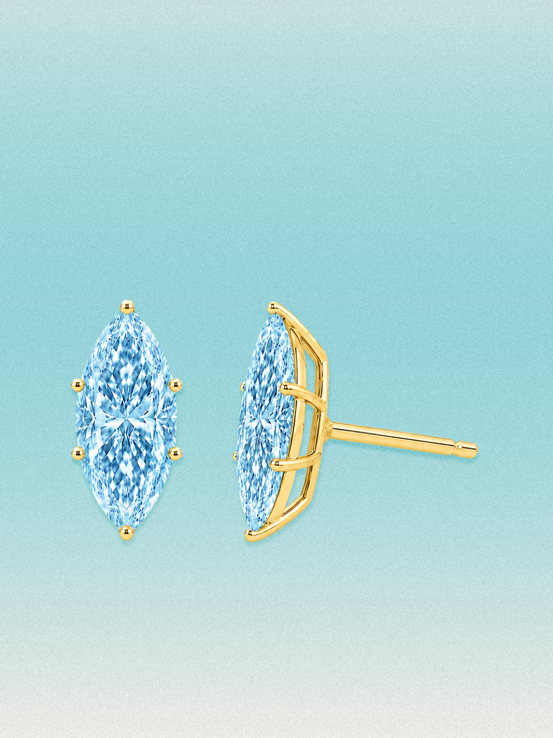 Fancy Blue Marquise Cut Lab Grown Diamond Stud Earrings