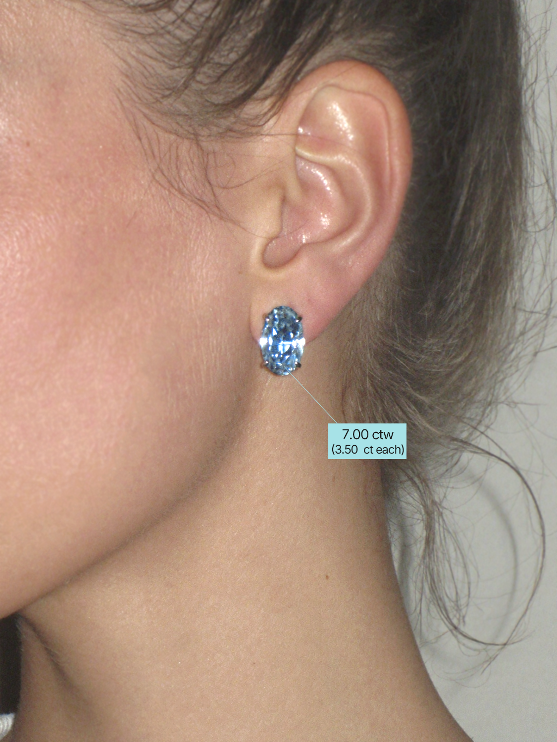Fancy Blue Oval Cut Lab Grown Diamond Stud Earrings