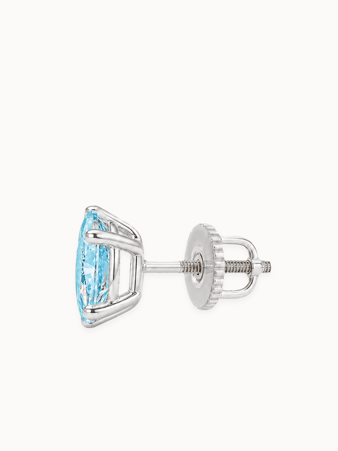 Fancy Blue Oval Cut Lab-Grown Diamond Stud Earrings in 14K white gold, with screw back earring backs — Bow Tie Lab Diamonds