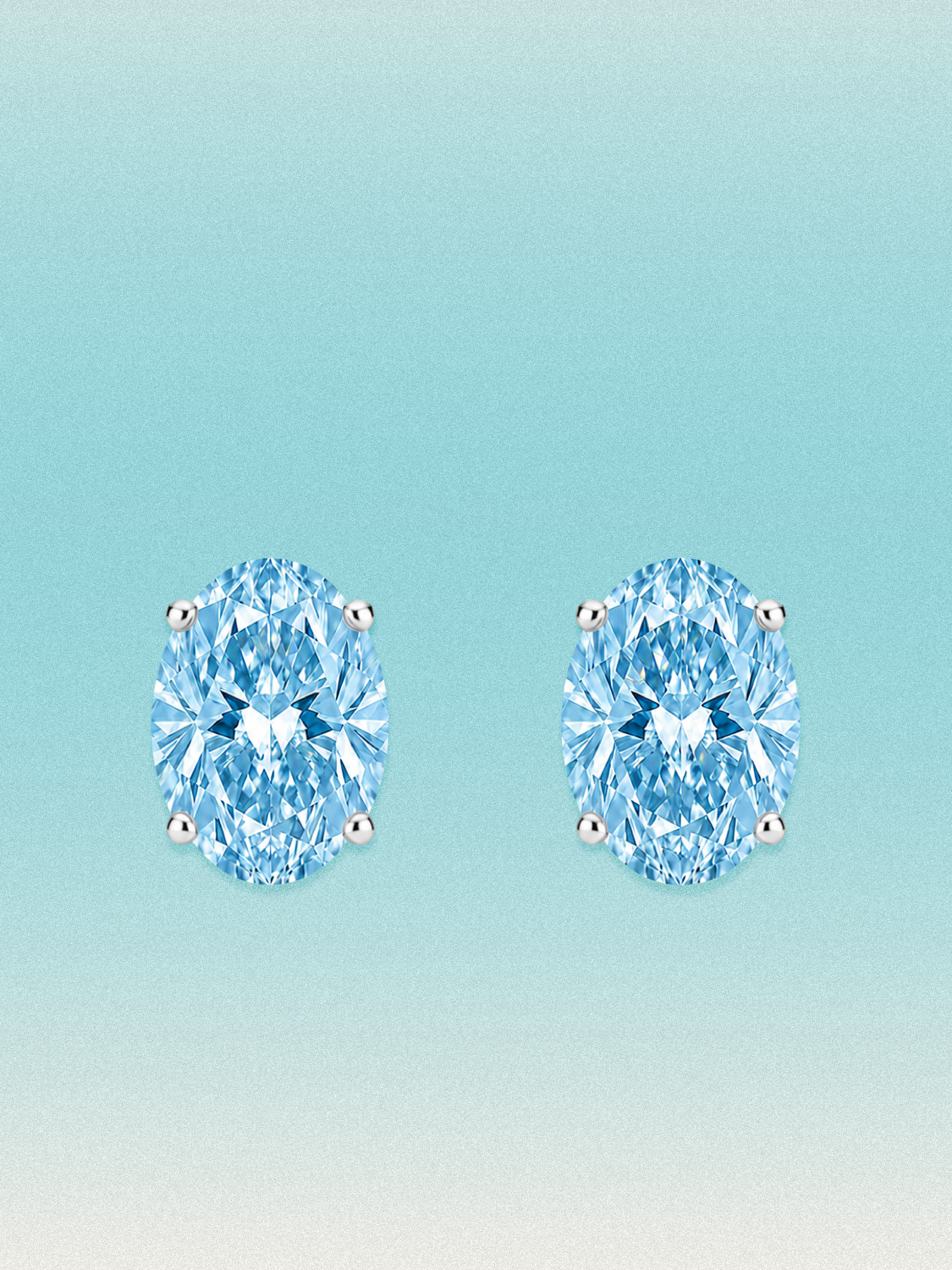 Fancy Blue Oval Cut Lab Grown Diamond Stud Earrings