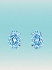 Fancy Blue Oval Cut Lab Grown Diamond Stud Earrings
