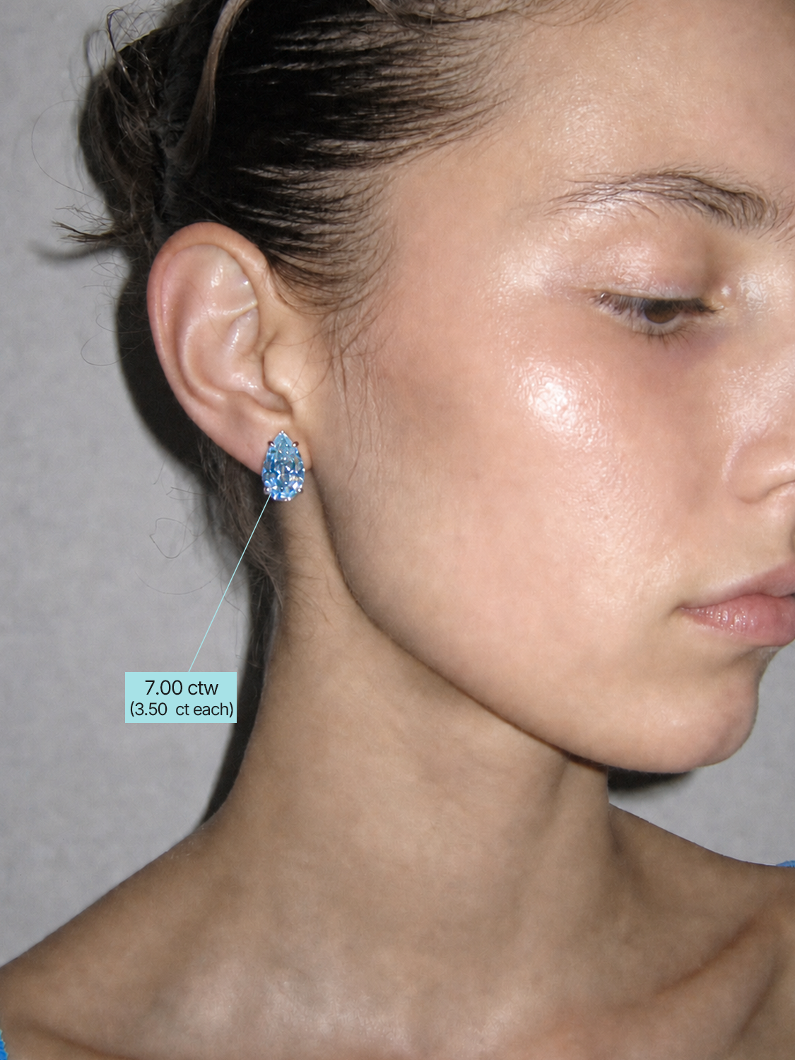 Fancy Blue Pear Cut Lab Grown Diamond Stud Earrings