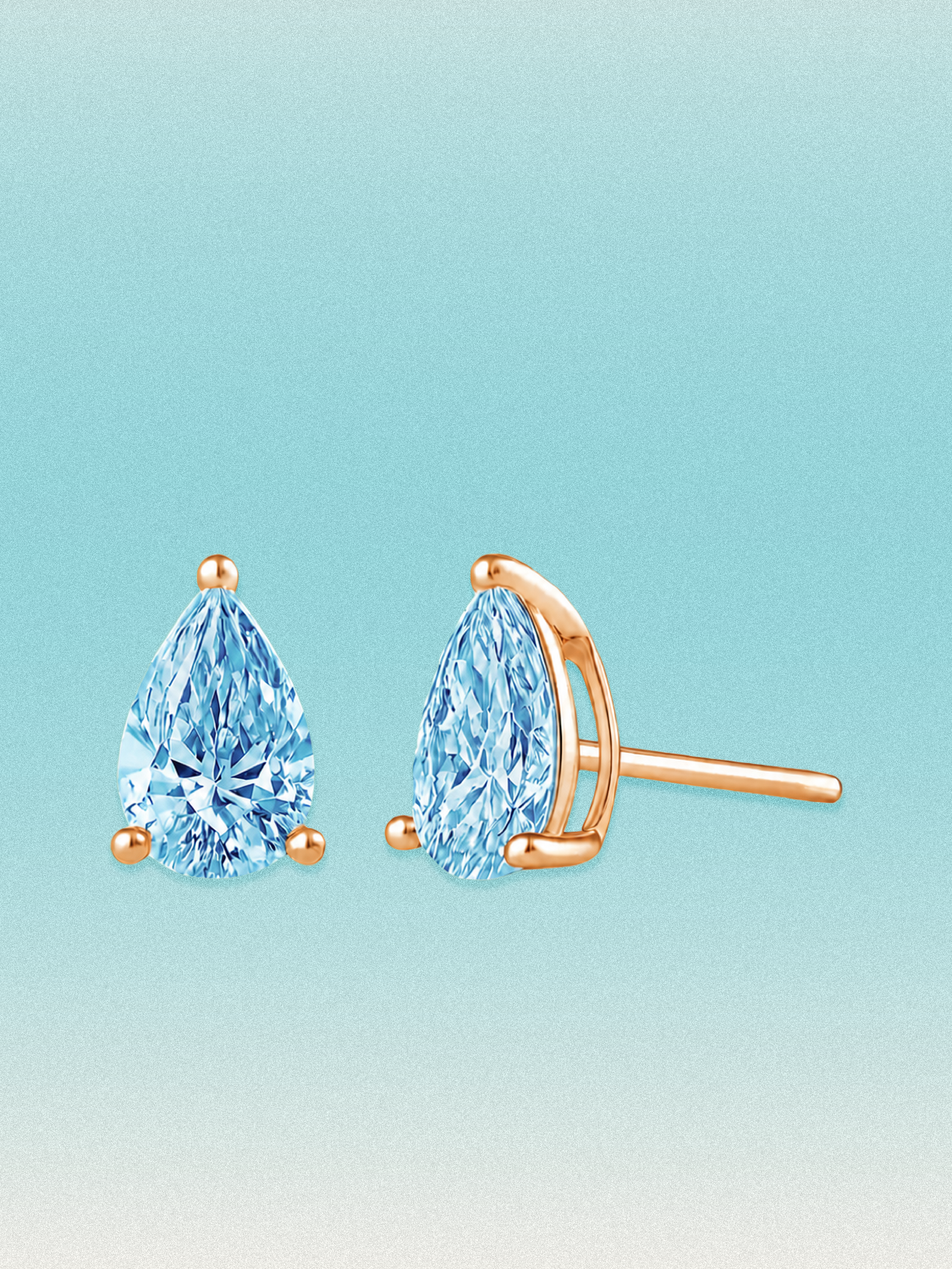 Fancy Blue Pear Cut Lab Grown Diamond Stud Earrings