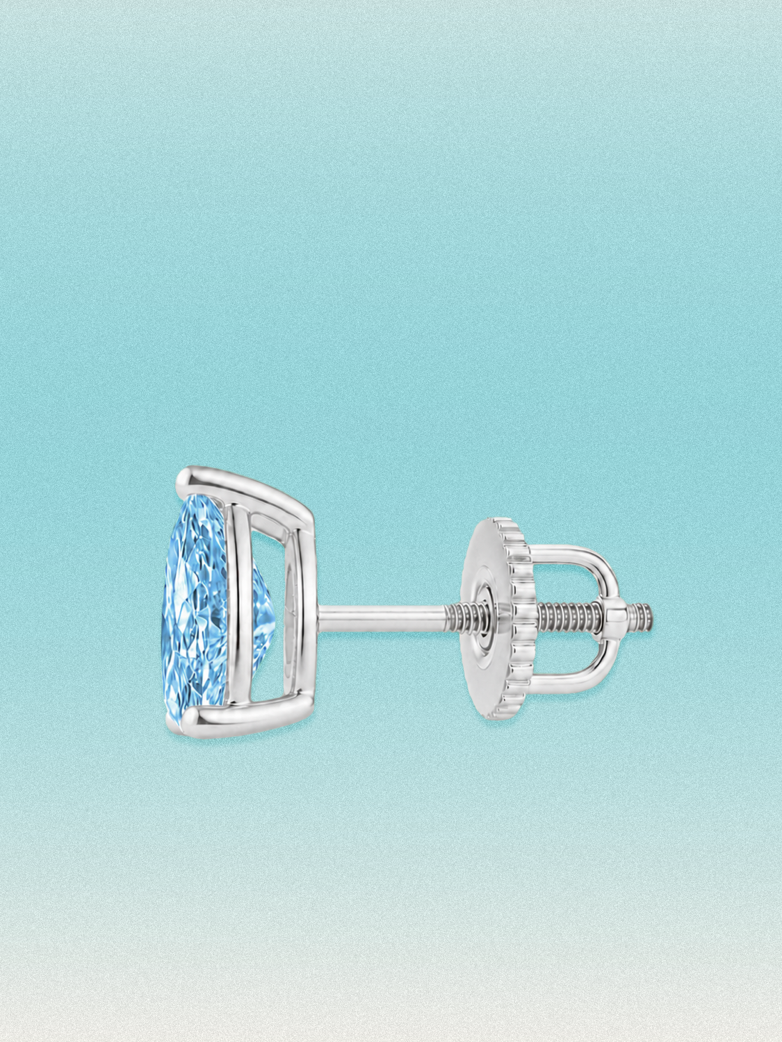 Fancy Blue Pear Cut Lab Grown Diamond Stud Earrings
