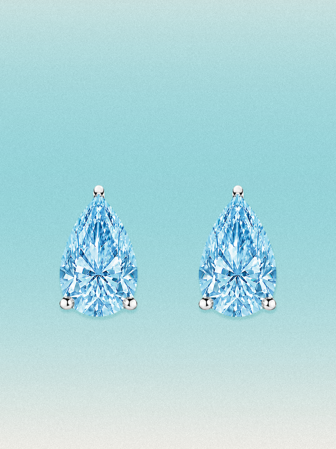 Fancy Blue Pear Cut Lab Grown Diamond Stud Earrings