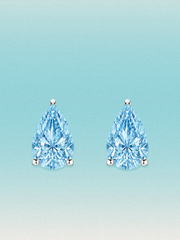 Fancy Blue Pear Cut Lab Grown Diamond Stud Earrings