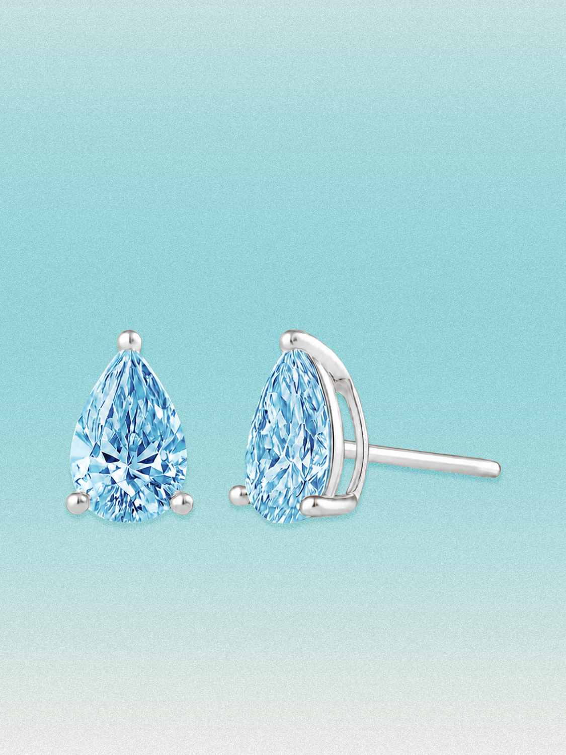 Fancy Blue Pear Cut Lab Grown Diamond Stud Earrings