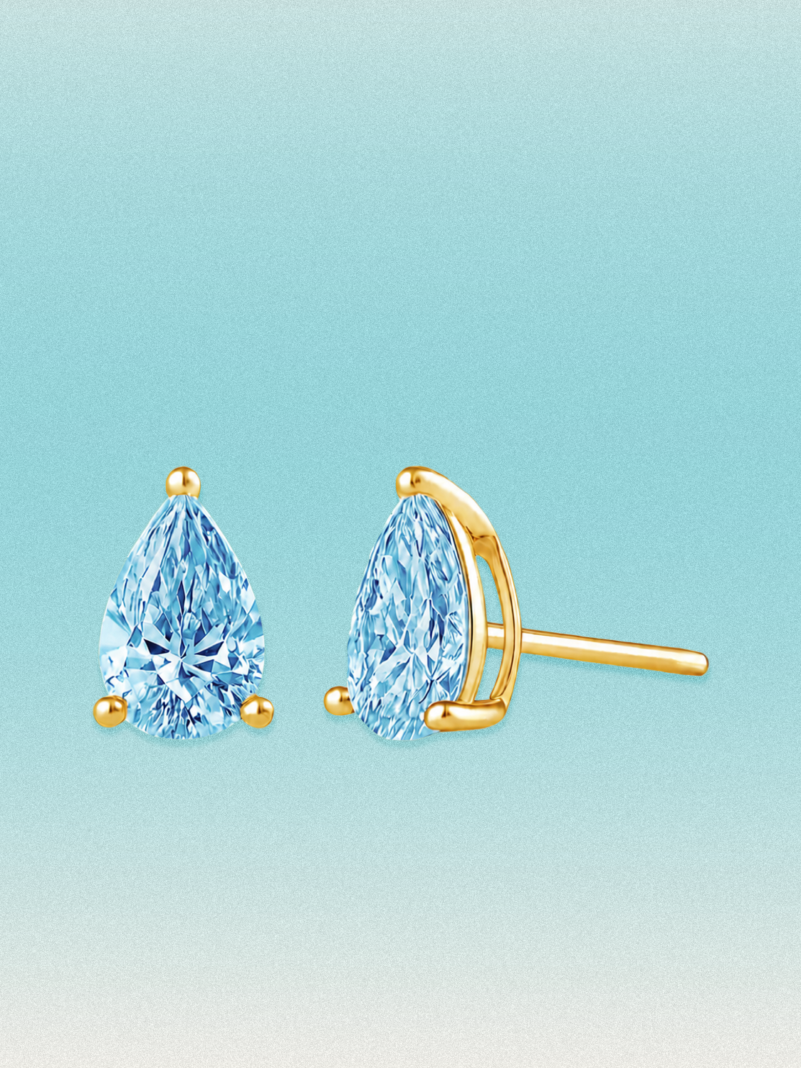 Fancy Blue Pear Cut Lab Grown Diamond Stud Earrings