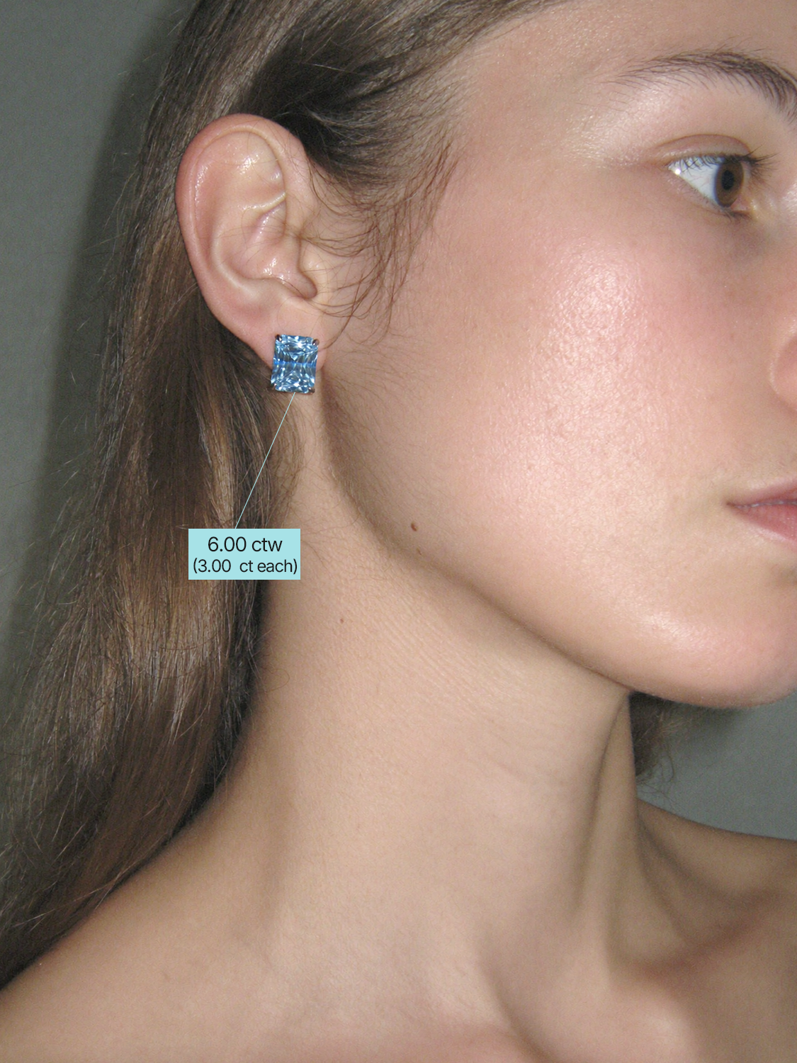 Fancy Blue Radiant Cut Lab Grown Diamond Stud Earrings