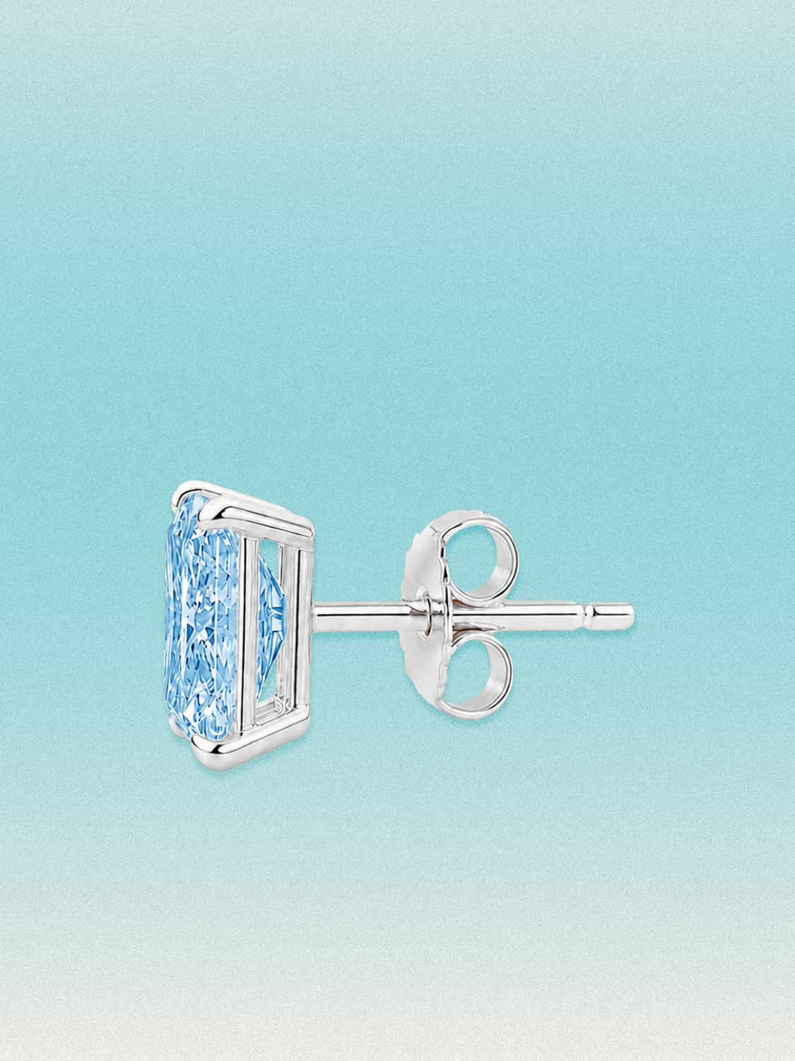 Fancy Blue Radiant Cut Lab Grown Diamond Stud Earrings