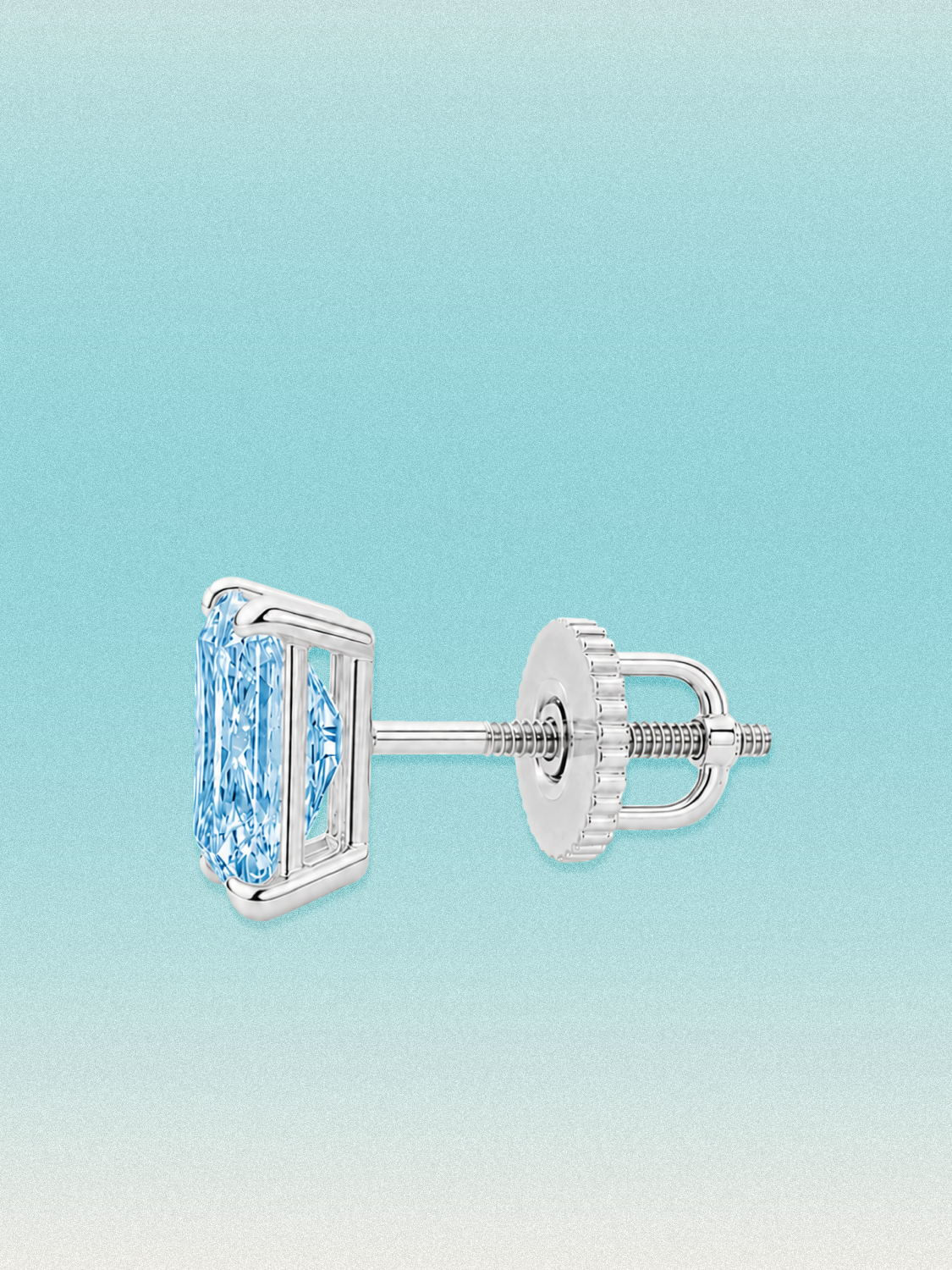 Fancy Blue Radiant Cut Lab Grown Diamond Stud Earrings