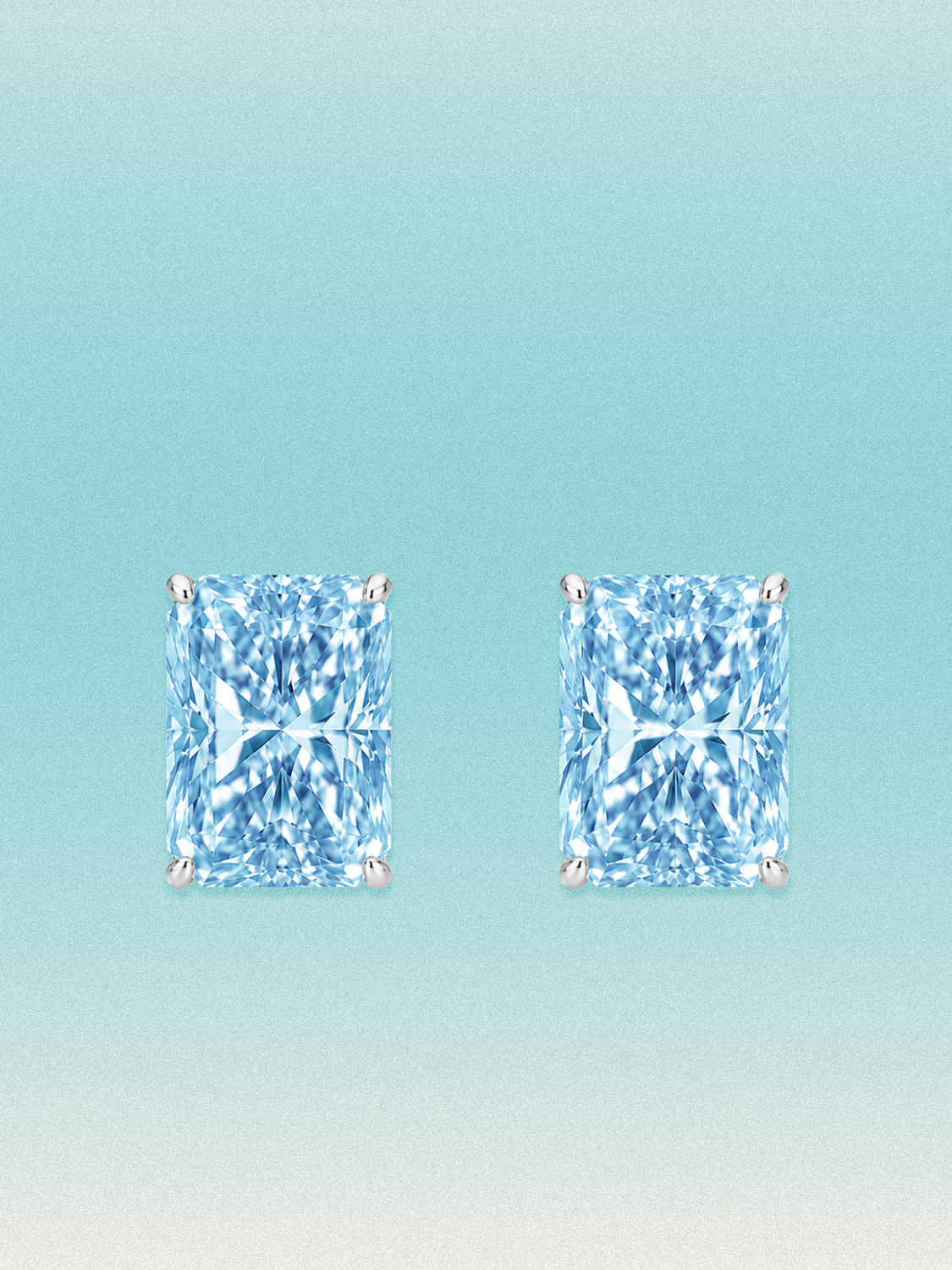 Fancy Blue Radiant Cut Lab Grown Diamond Stud Earrings